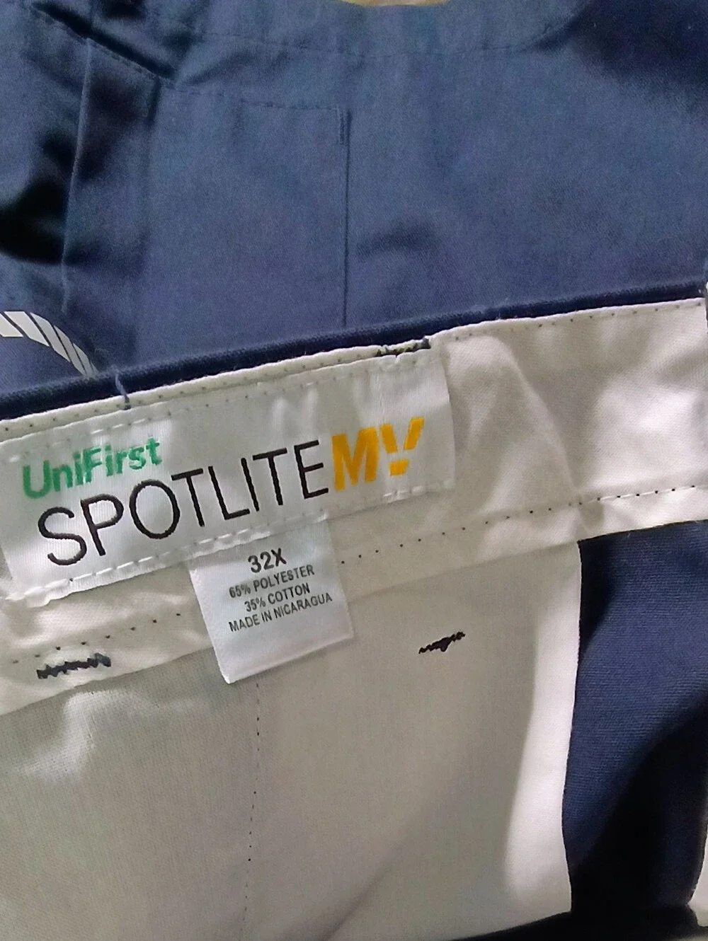 UniFirst Spotlite MV Navy Blue Reflective Striped Cargo Work Shorts Size 32